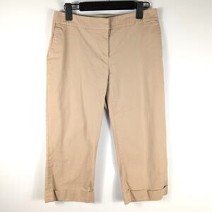 Apostrophe Petite 8P Cropped Pants Womens Tan Stretch Chino Casual Workwear